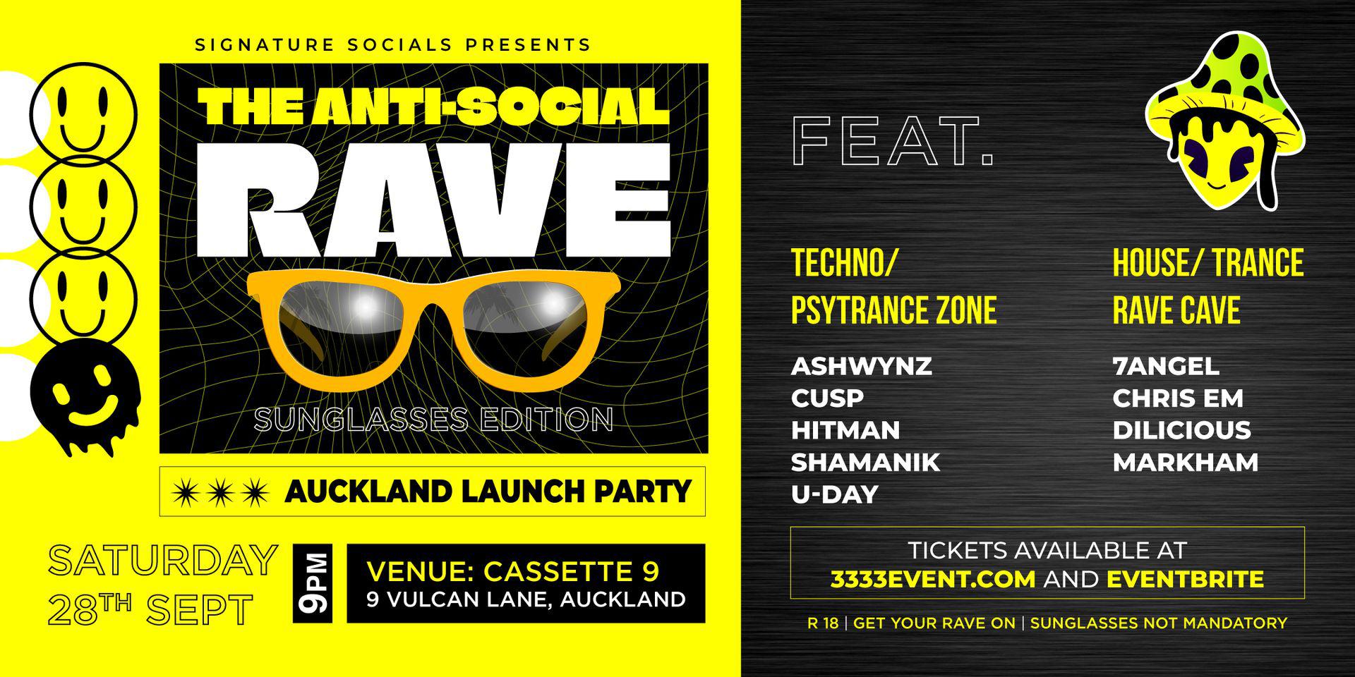 The Anti Social Rave - Auckland Launch